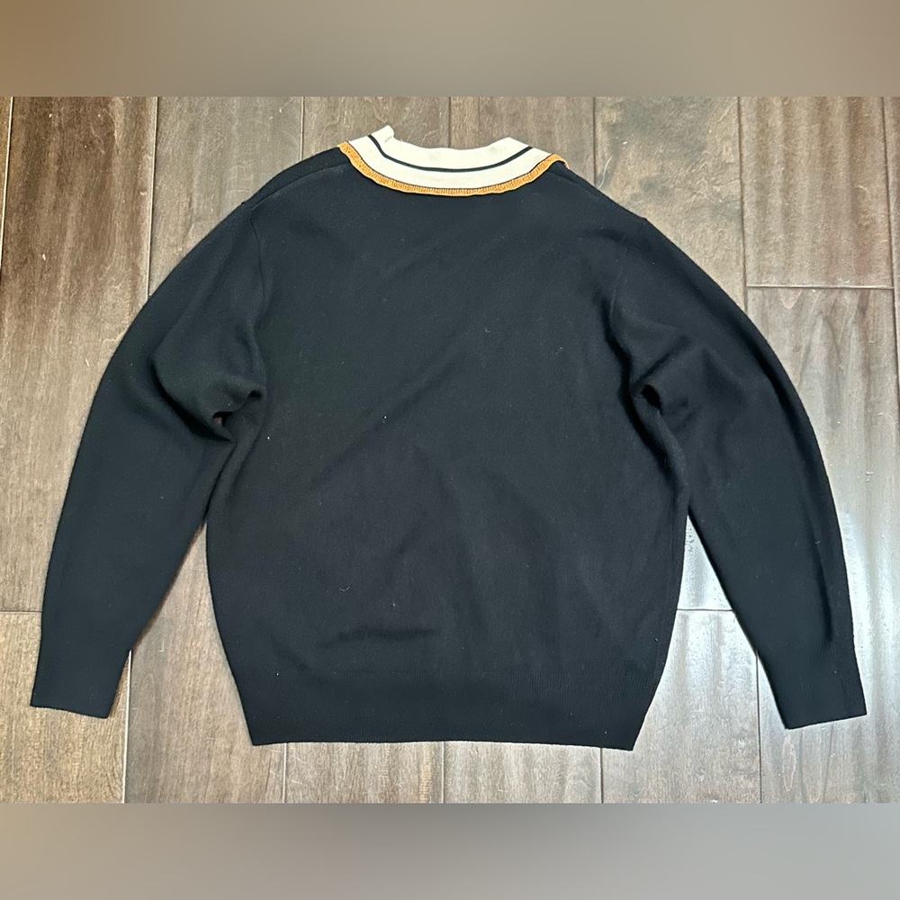 Sandro Colle Striped Neck Wool & Cashmere Sweater - Picture 6 of 12